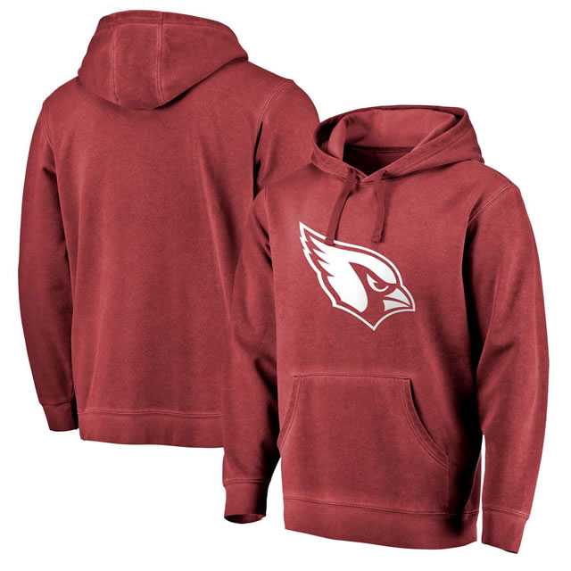 Arizona Cardinals NFL Pro Line by Fanatics Branded Cardinal White Logo Shadow Washed Pullover Hoodie 90Hou